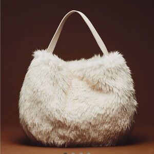 Faux Fur Slouchy Bucket Tote Bag